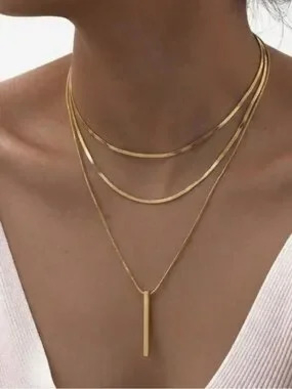 Gold Layered Chain with Bar Pendant (4505)
